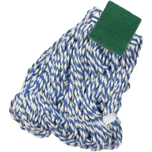 [STJ7] 400g Colour Yarn Fan Mop Head - Looped With Stitched Ends & Scouring Pad (38mm Webbing)